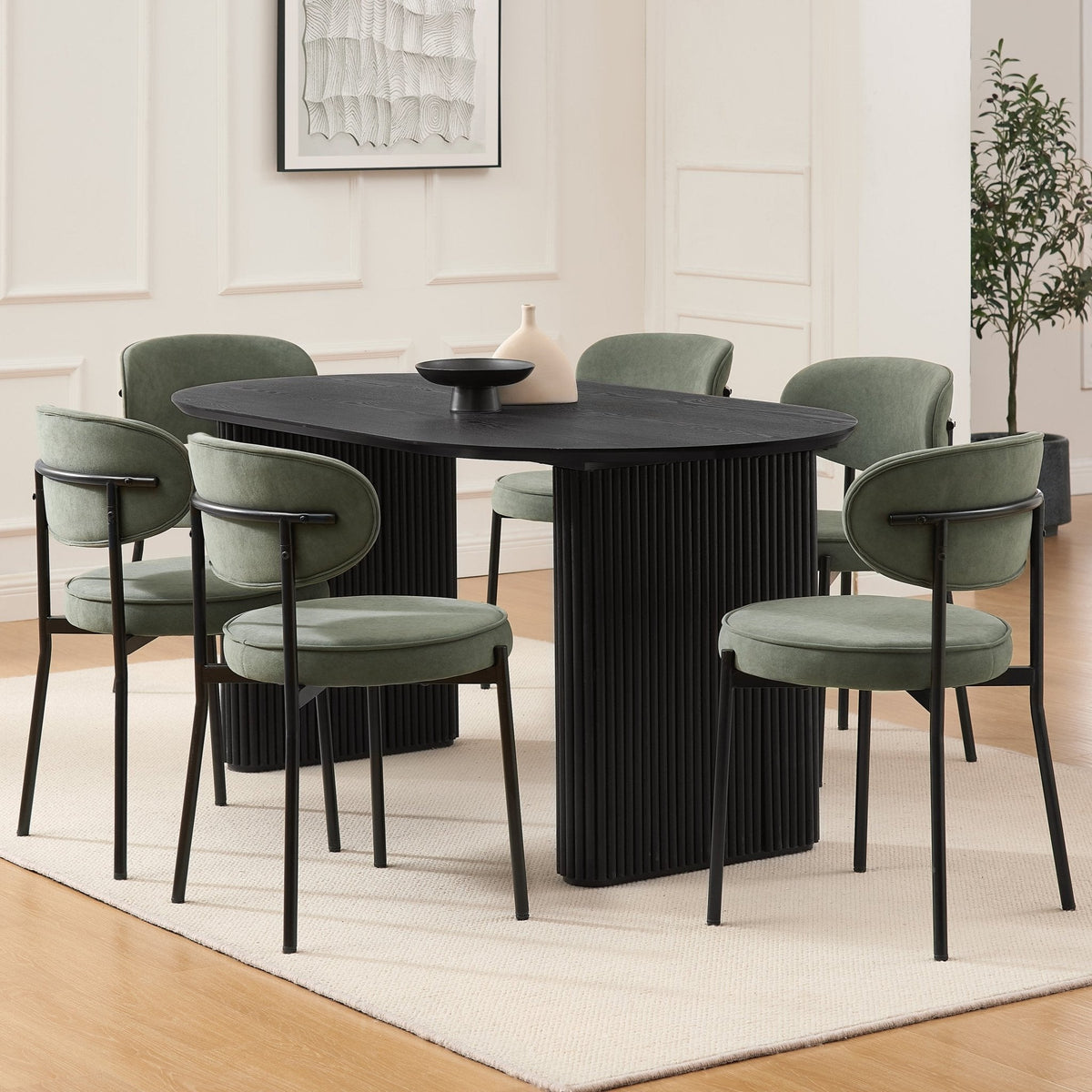 Dusklia - Hattie Panel Oval 4 Seater Dining Table - Black