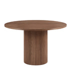 Dusklia - Hattie Panel Round  4-6 Seater Dining Table - Mid Wood