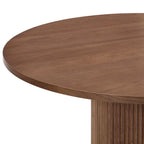 Dusklia - Hattie Panel Round  4-6 Seater Dining Table - Mid Wood