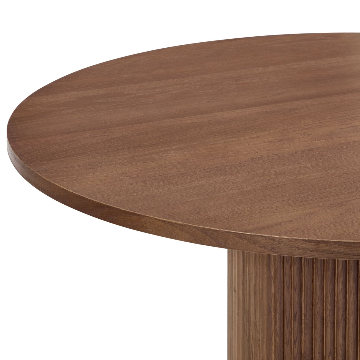 Dusklia - Hattie Panel Round  4-6 Seater Dining Table - Mid Wood