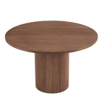 Dusklia - Hattie Panel Round  4-6 Seater Dining Table - Mid Wood