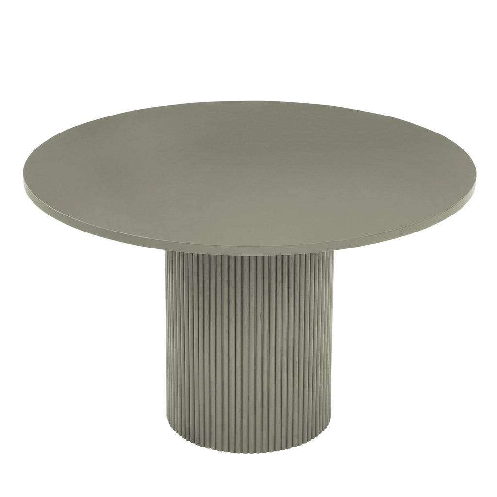 Dusklia - Hattie Panel Round 4-6 Seater Pedestal Dining Table - Vetiver