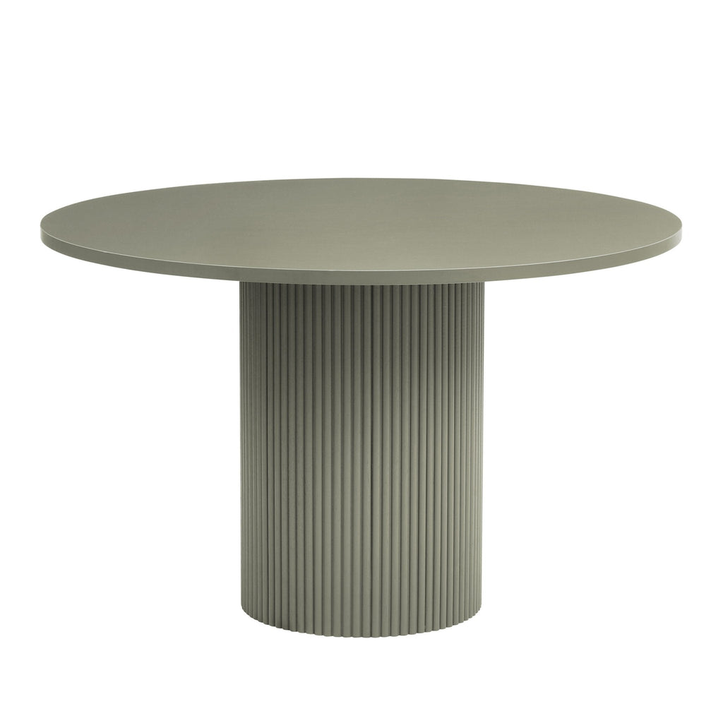 Dusklia - Hattie Panel Round 4-6 Seater Pedestal Dining Table - Vetiver