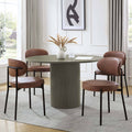 Dusklia - Hattie Panel Round 4-6 Seater Pedestal Dining Table - Vetiver