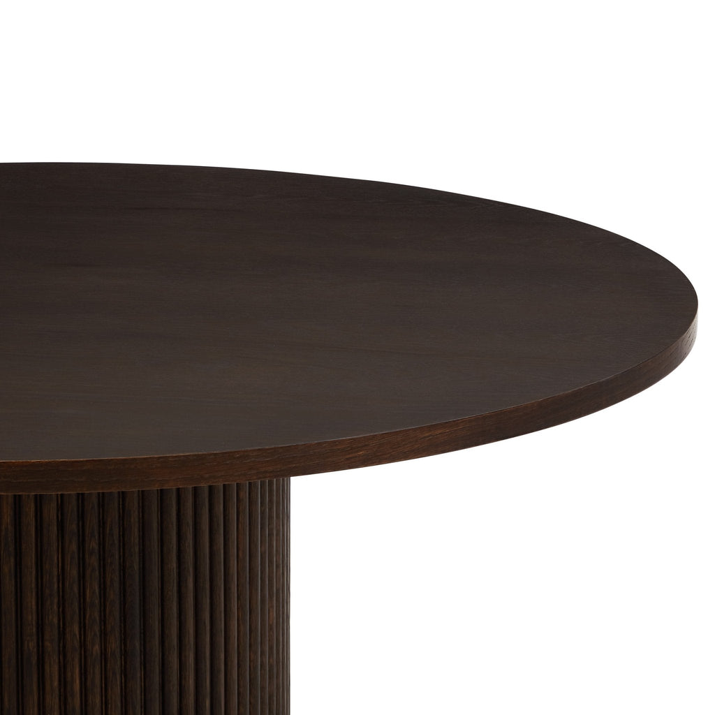 Dusklia - Hattie Panel Round 4-6 Seater Pedestal Dining Table - Walnut