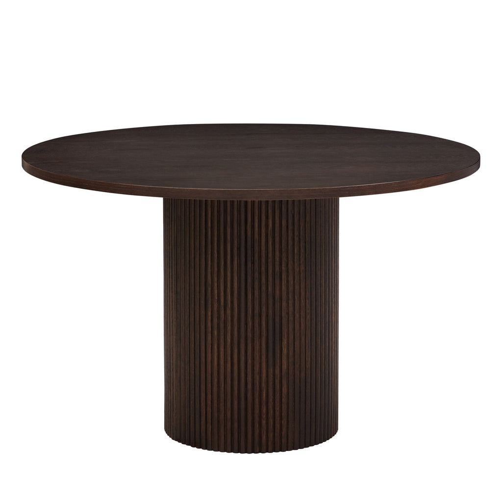 Dusklia - Hattie Panel Round 4-6 Seater Pedestal Dining Table - Walnut