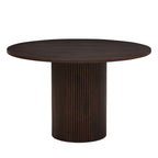 Dusklia - Hattie Panel Round 4-6 Seater Pedestal Dining Table - Walnut