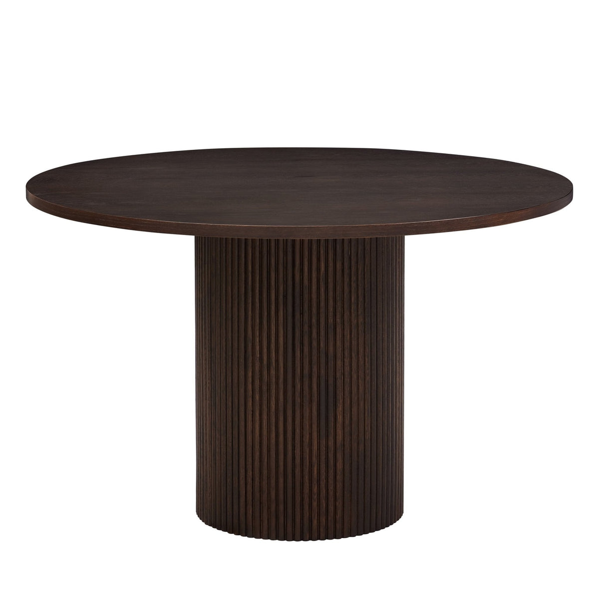 Dusklia - Hattie Panel Round 4-6 Seater Pedestal Dining Table - Walnut