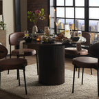 Dusklia - Hattie Panel Round 4-6 Seater Pedestal Dining Table - Walnut
