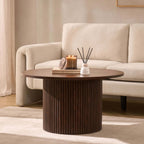 Dusklia - Hattie Round Pedestal Coffee Table - Walnut