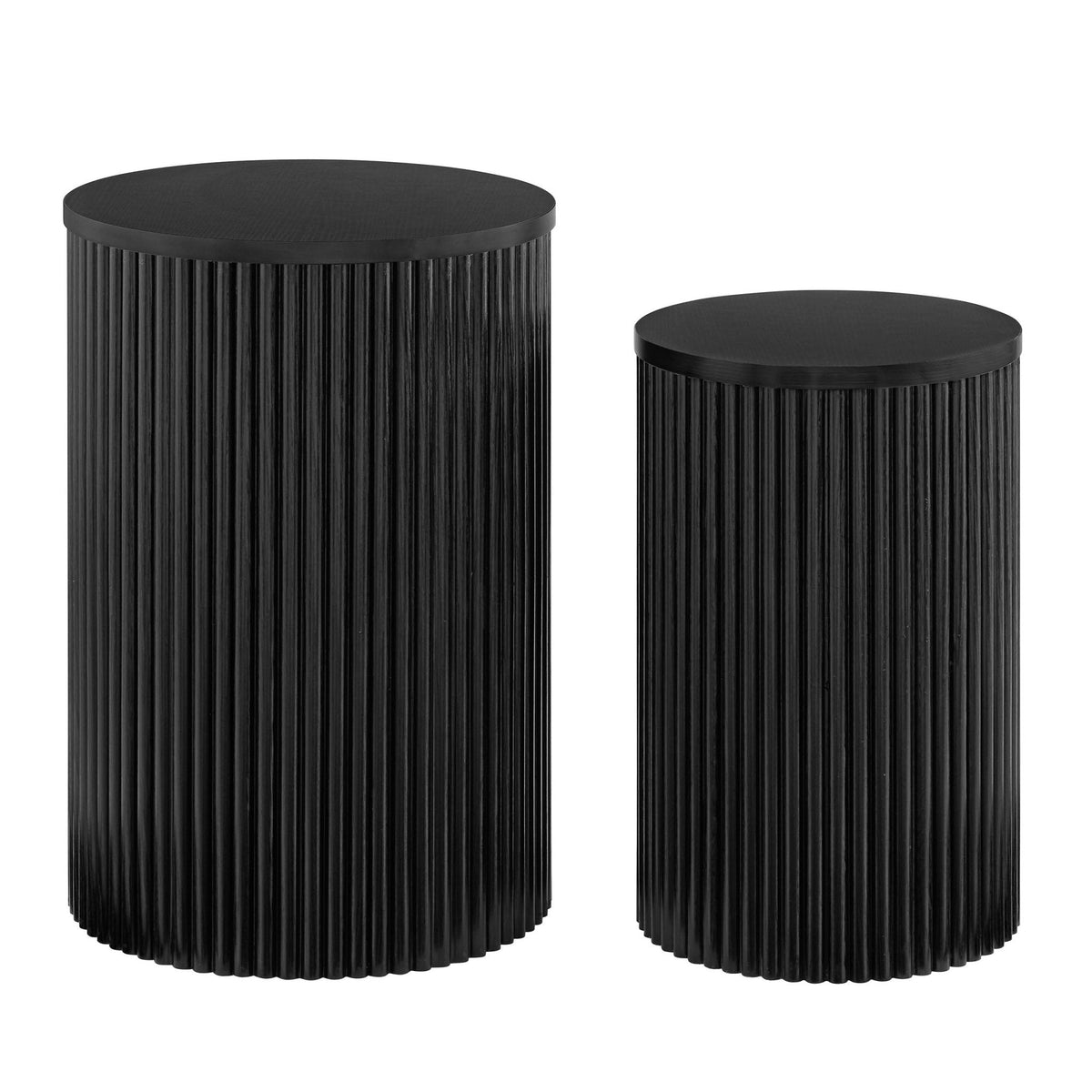 Dusklia - Hattie Round Pedestal Nesting Tables - Black