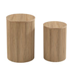 Dusklia - Hattie Round Pedestal Nesting Tables - Light Wood