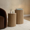 Dusklia - Hattie Round Pedestal Nesting Tables - Light Wood