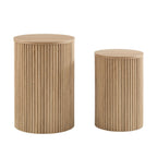 Dusklia - Hattie Round Pedestal Nesting Tables - Light Wood