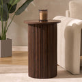 Dusklia - Hattie Round Pedestal Side Table - Walnut