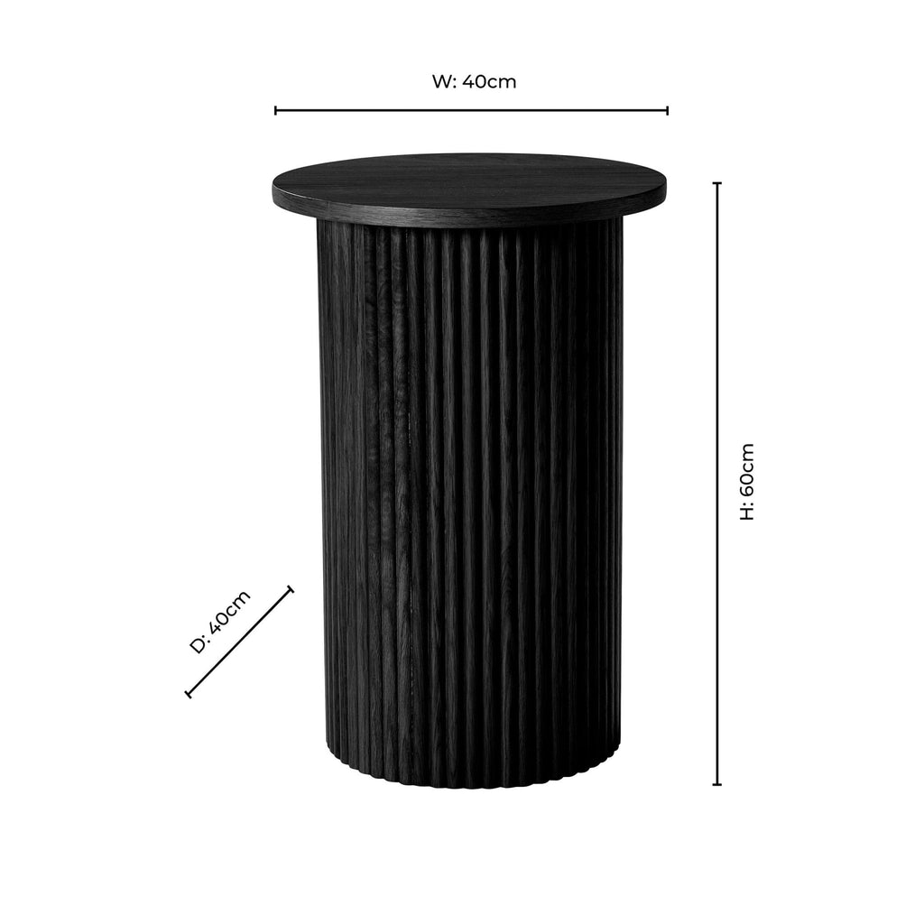 Dusklia - Hattie Round Pedestal Side Table - Black