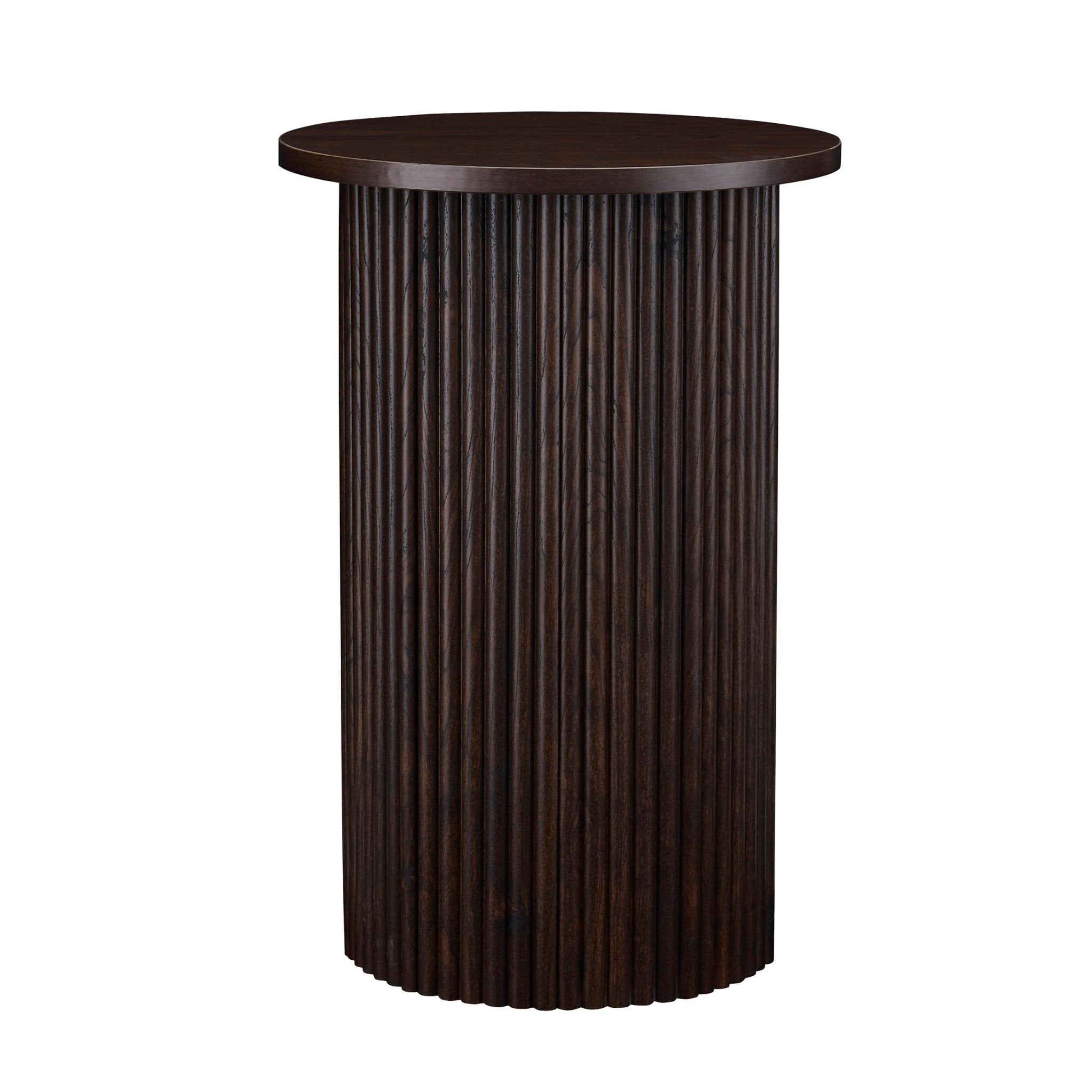 Dusklia - Hattie Round Pedestal Side Table - Walnut