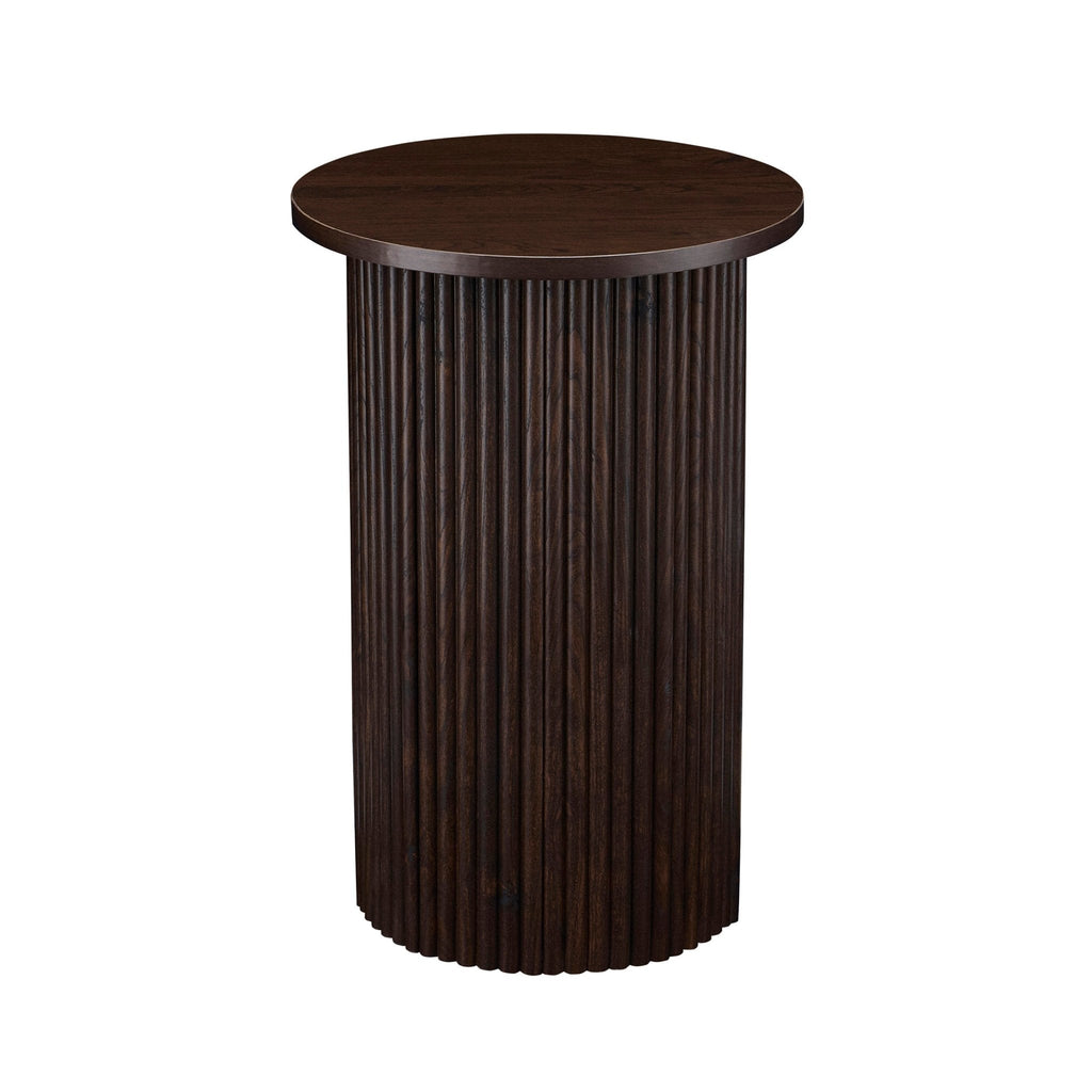 Dusklia - Hattie Round Pedestal Side Table - Walnut