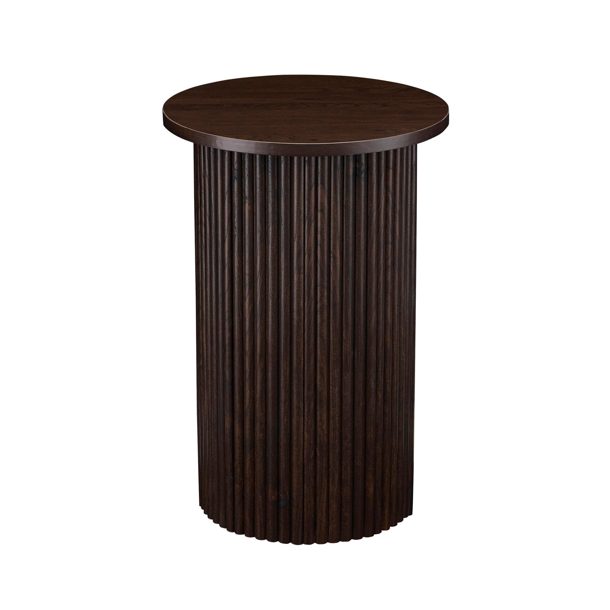 Dusklia - Hattie Round Pedestal Side Table - Walnut
