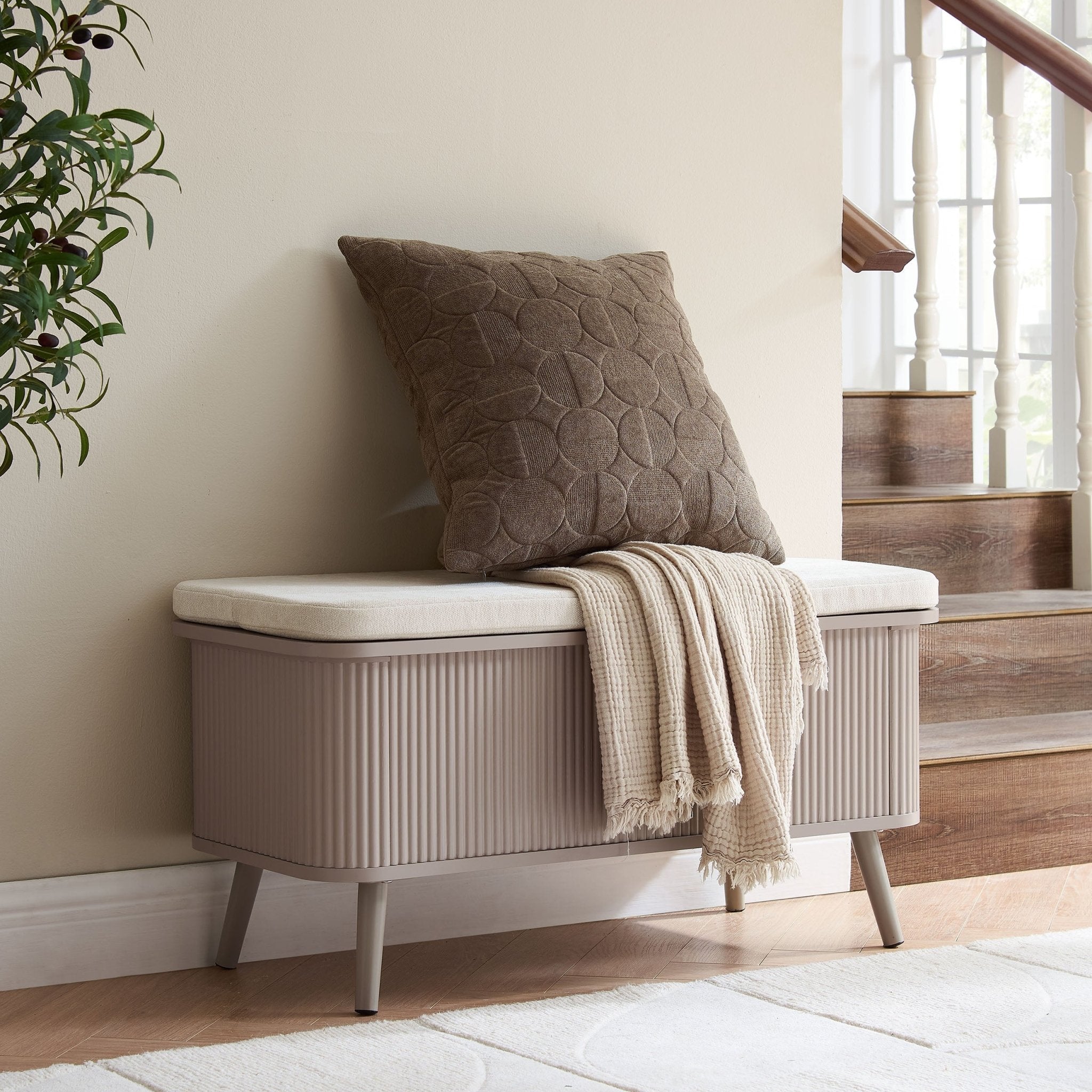 Dusklia - Hattie Storage Bench - Taupe