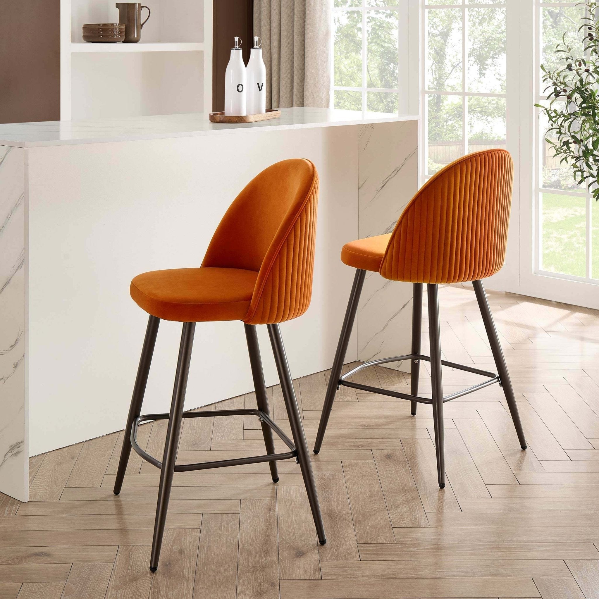 Dusklia - Hattie Set of 2 Barstools - Bright Orange
