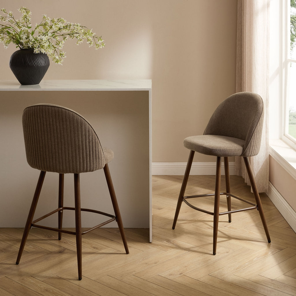 Dusklia - Hattie Set of 2 Barstools - Chenille Mushroom