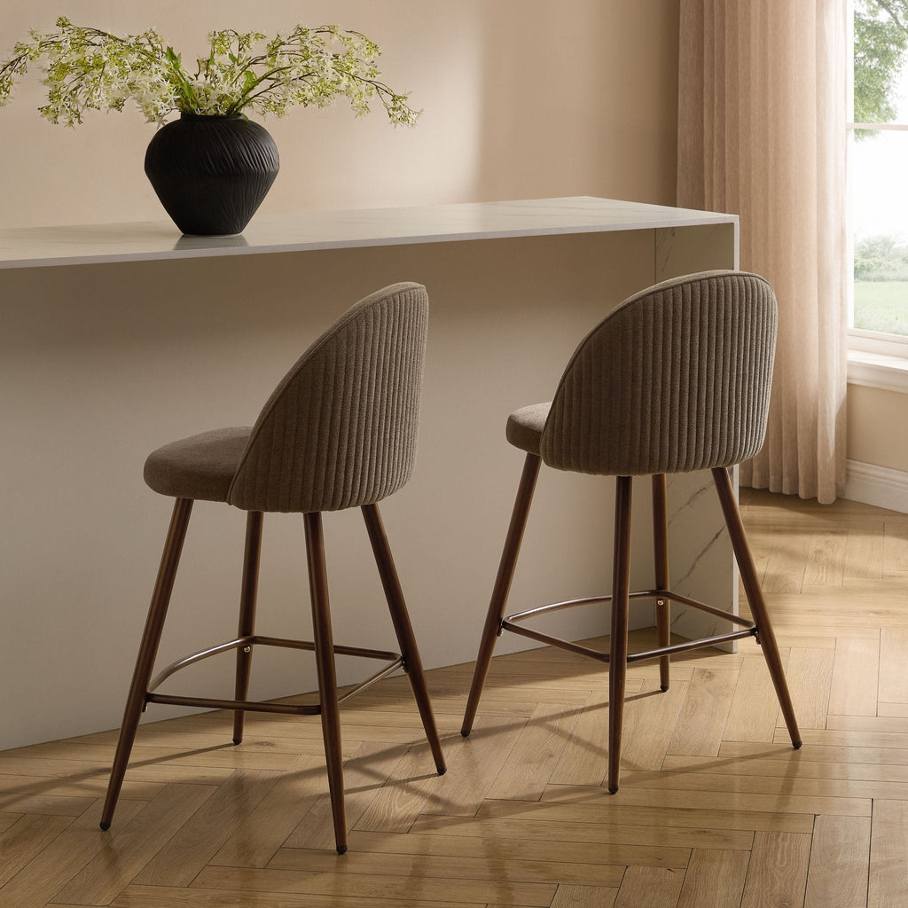 Dusklia - Hattie Set of 2 Barstools - Chenille Mushroom
