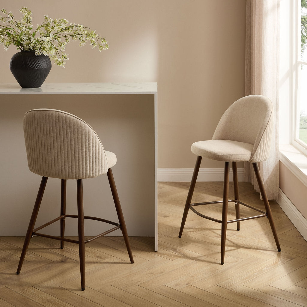 Dusklia - Hattie Set of 2 Barstools - Chenille Oatmeal