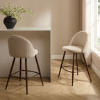 Dusklia - Hattie Set of 2 Barstools - Chenille Oatmeal