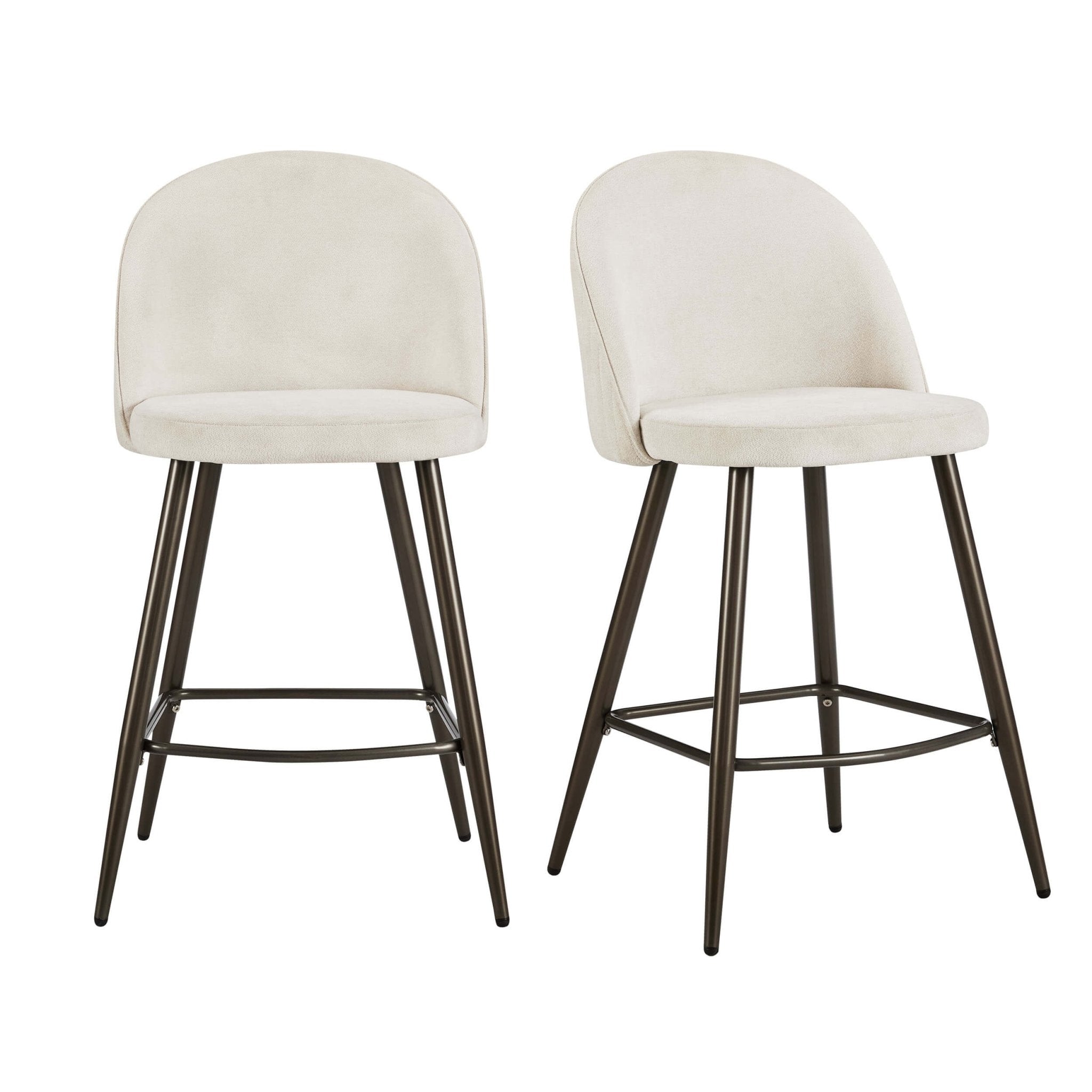 Dusklia - Hattie Set of 2 Barstools - Ivory Chenille