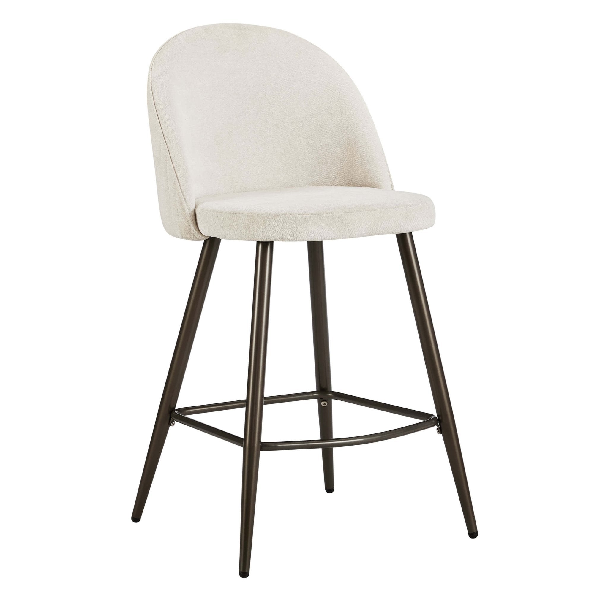 Dusklia - Hattie Set of 2 Barstools - Ivory Chenille