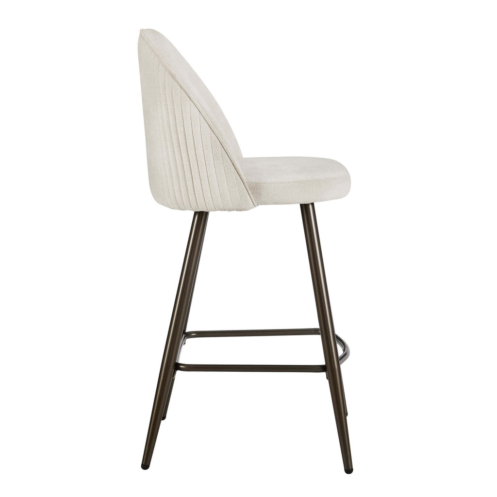 Dusklia - Hattie Set of 2 Barstools - Ivory Chenille