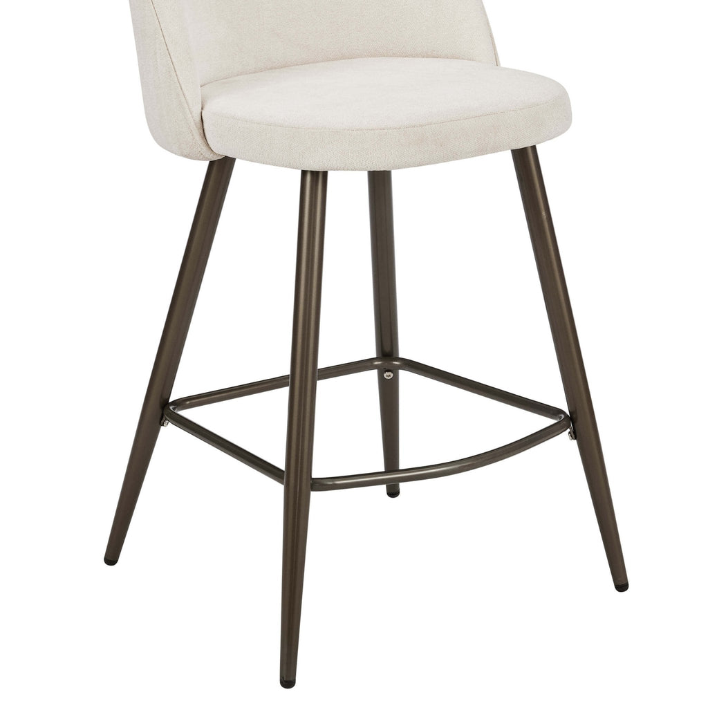Dusklia - Hattie Set of 2 Barstools - Ivory Chenille