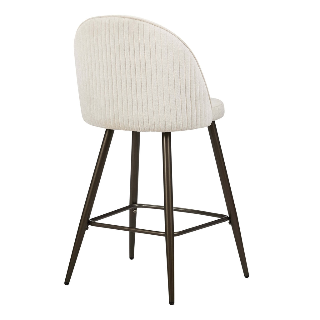 Dusklia - Hattie Set of 2 Barstools - Ivory Chenille