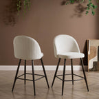 Dusklia - Hattie Set of 2 Barstools - Ivory Chenille