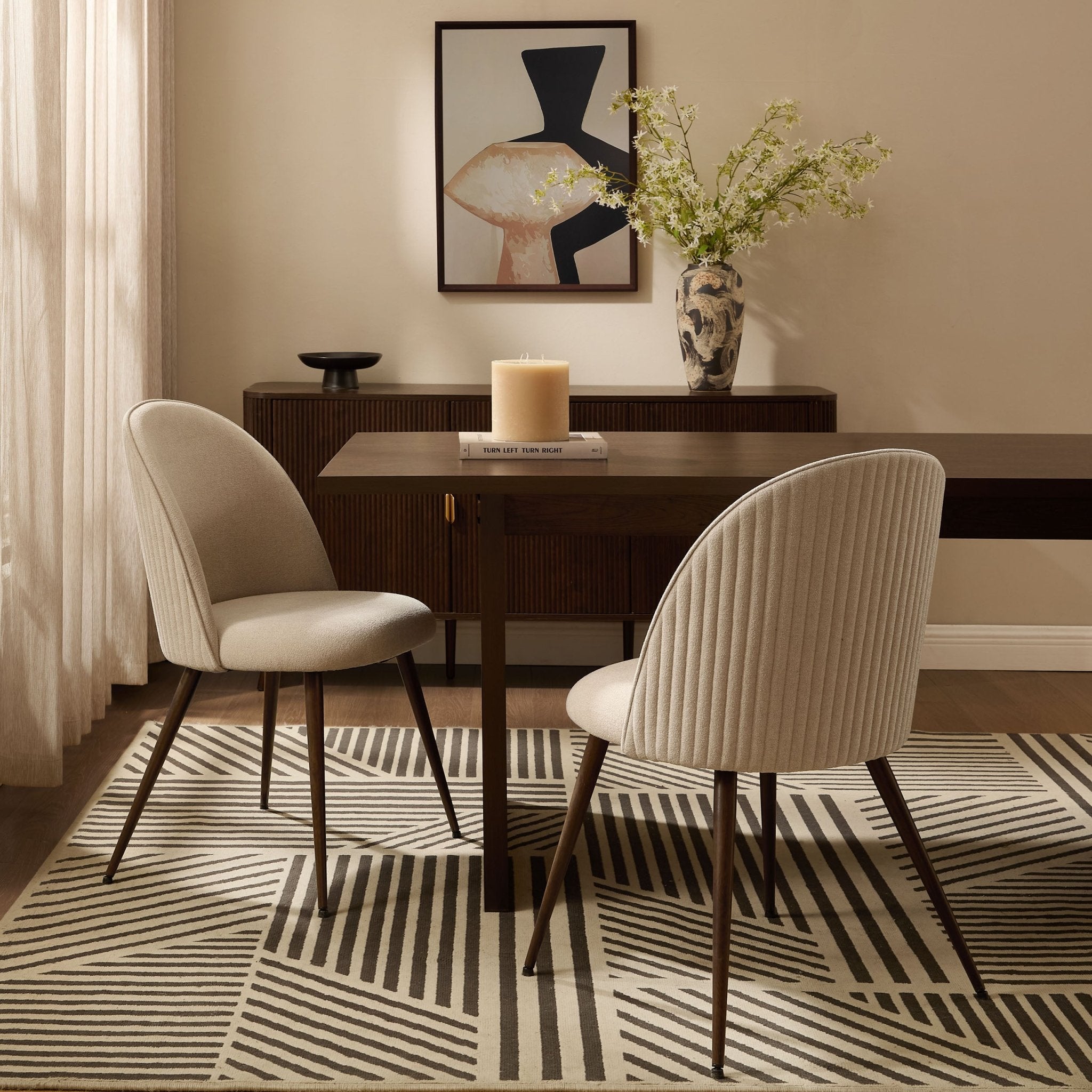 Dusklia - Hattie Set of 2 Dining Chairs - Chenille Oatmeal