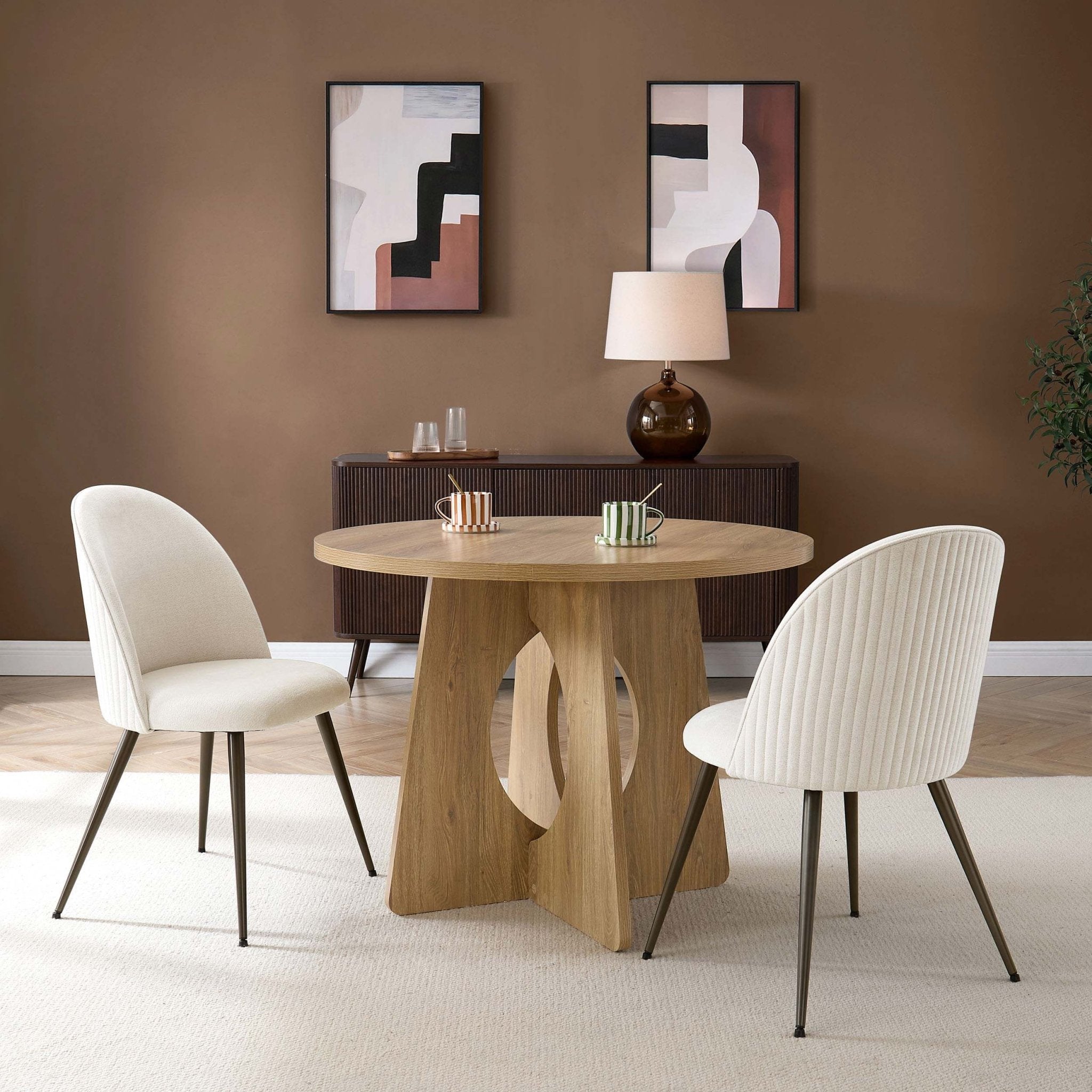 Dusklia - Hattie Set of 2 Dining Chairs - Ivory Chenille