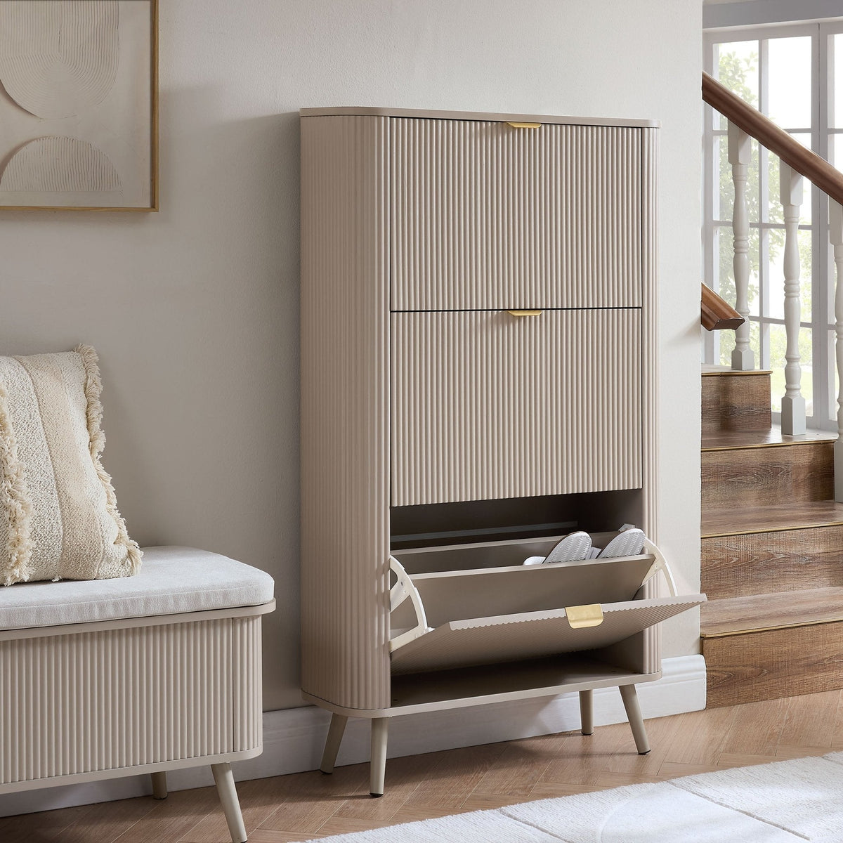 Dusklia - Hattie Shoe Cabinet - Taupe