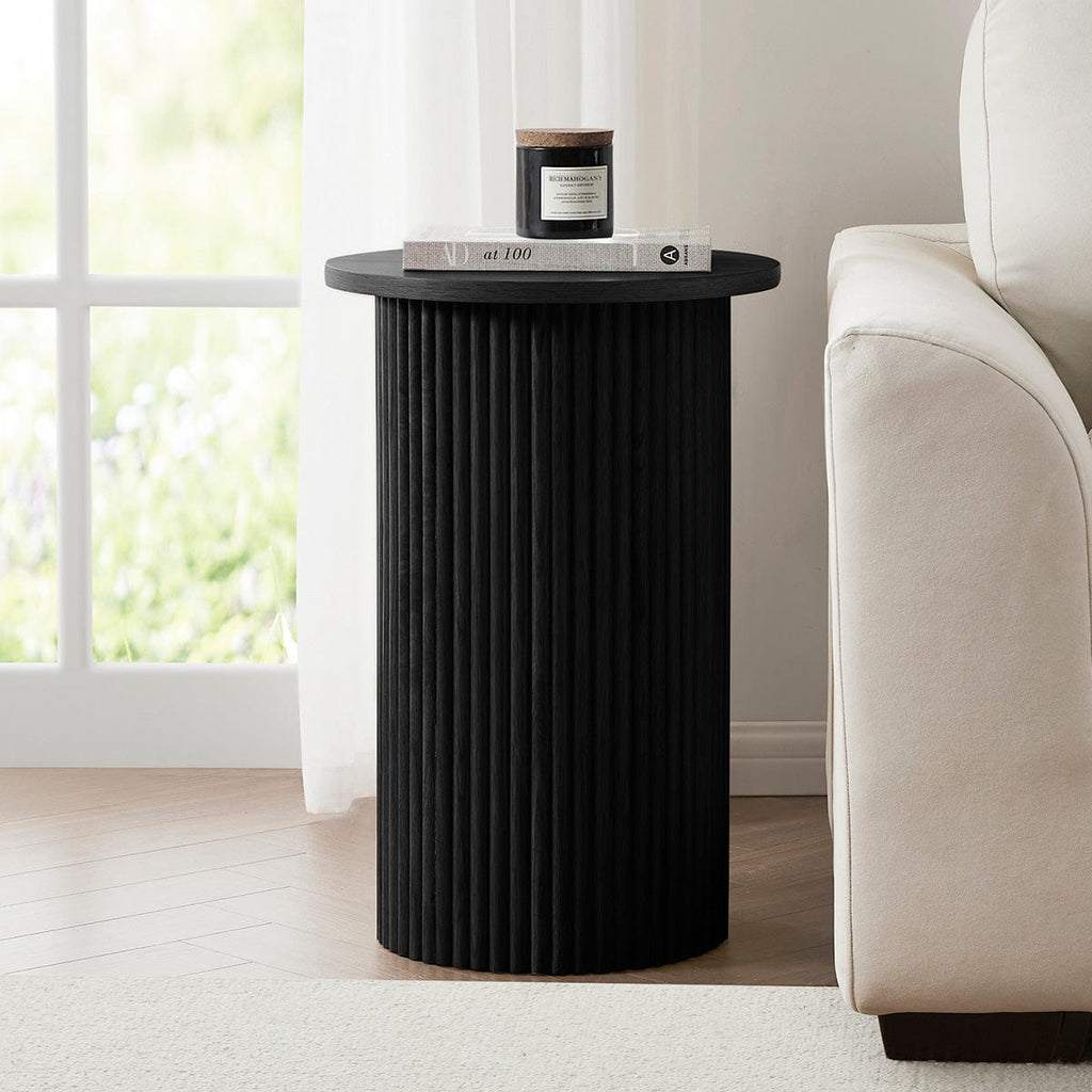 Dusklia - Hattie Round Pedestal Side Table - Black