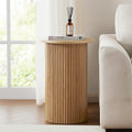 Dusklia - Hattie Round Pedestal Side Table - Light Wood