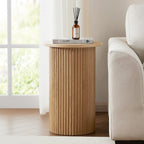 Dusklia - Hattie Round Pedestal Side Table - Light Wood