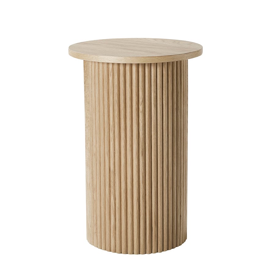 Dusklia - Hattie Round Pedestal Side Table - Light Wood