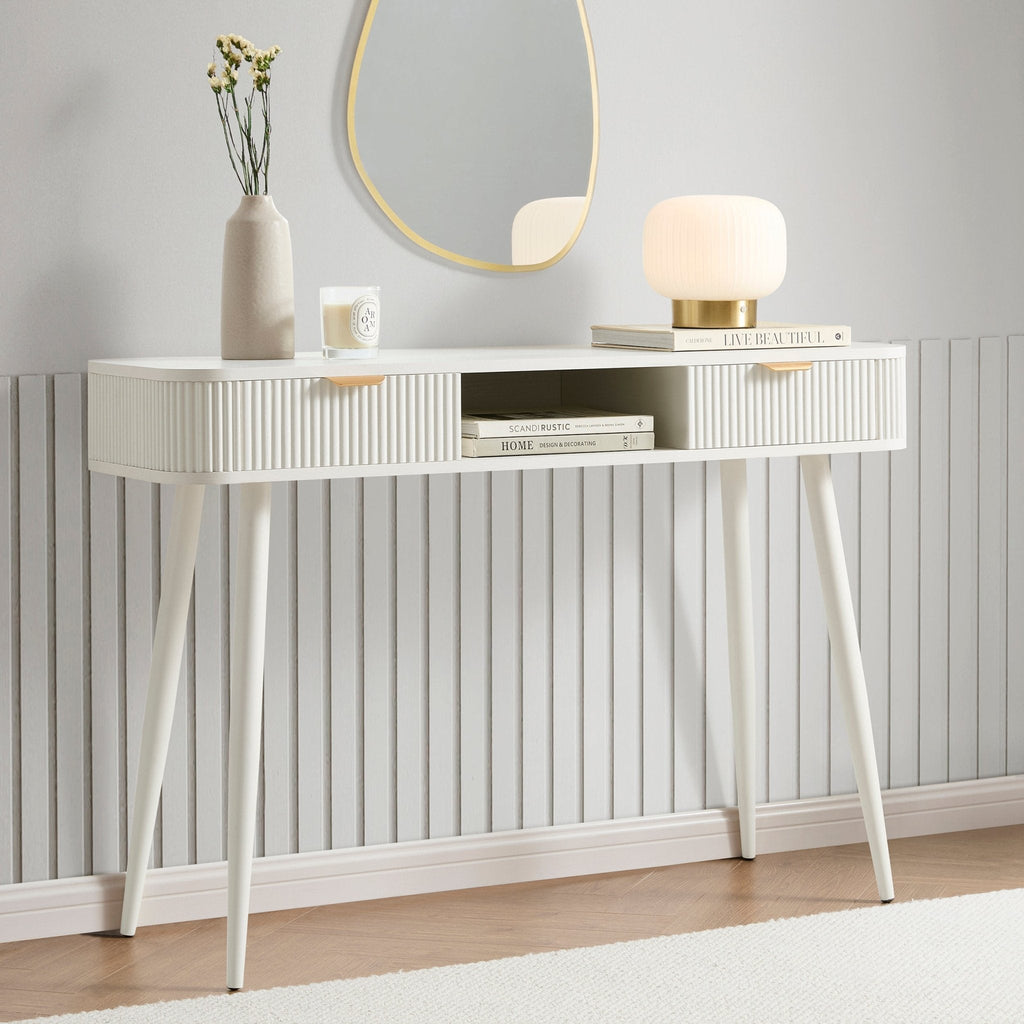 Dusklia - Hattie Storage Dressing Table Console - Warm White