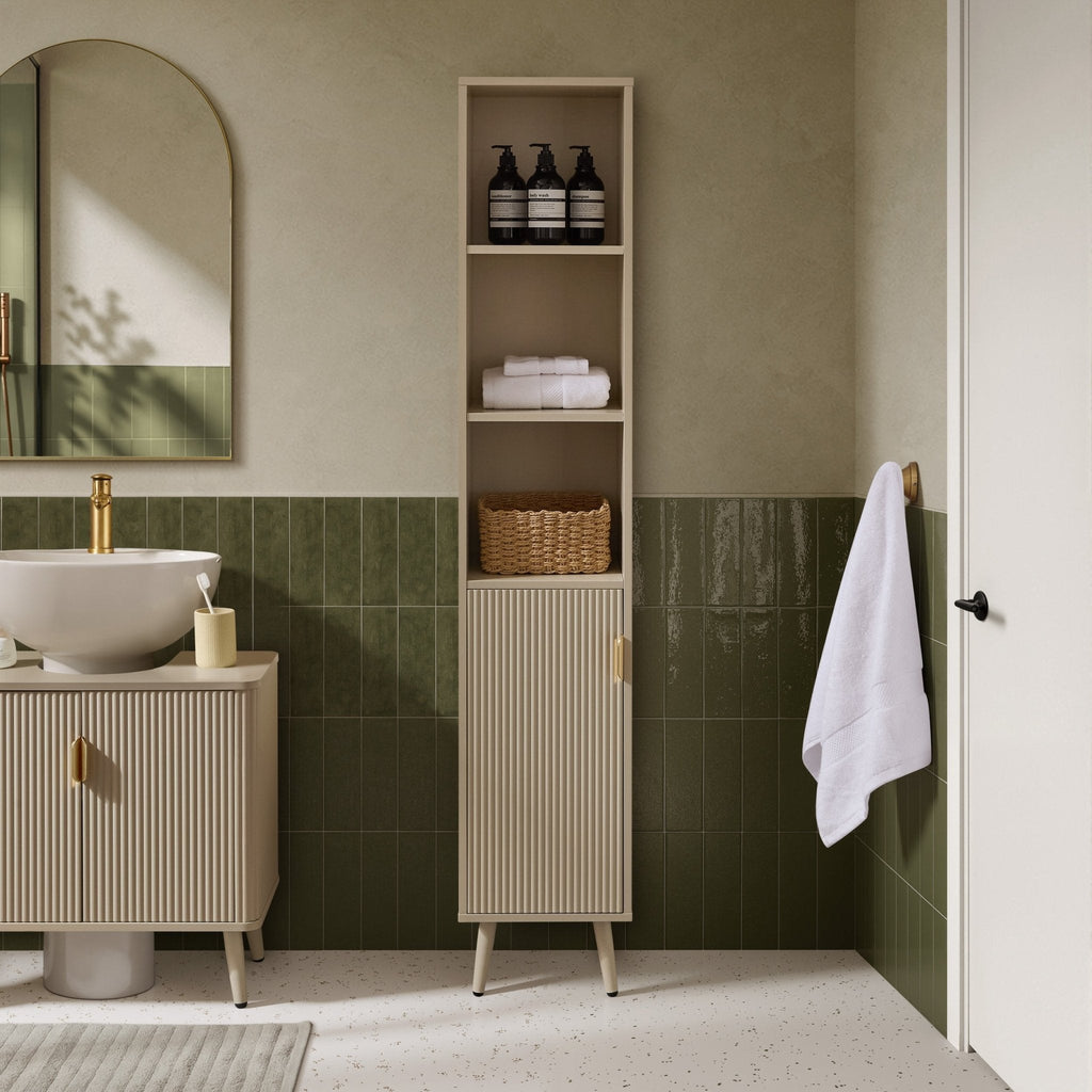 Dusklia - Hattie Tall Bathroom Storage Cabinet - Oyster