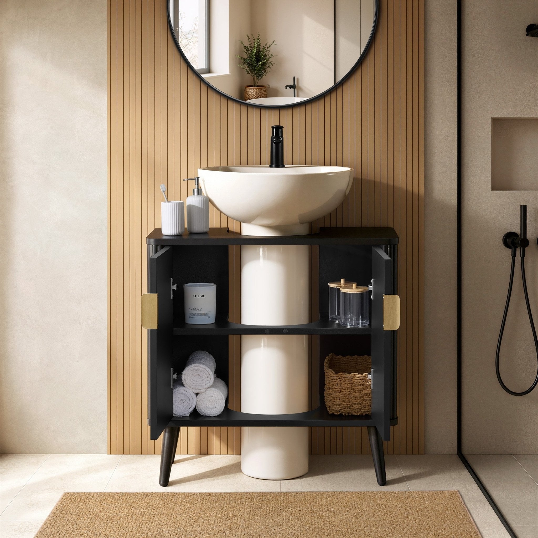 Dusklia - Hattie Under Sink Bathroom Cabinet - Black