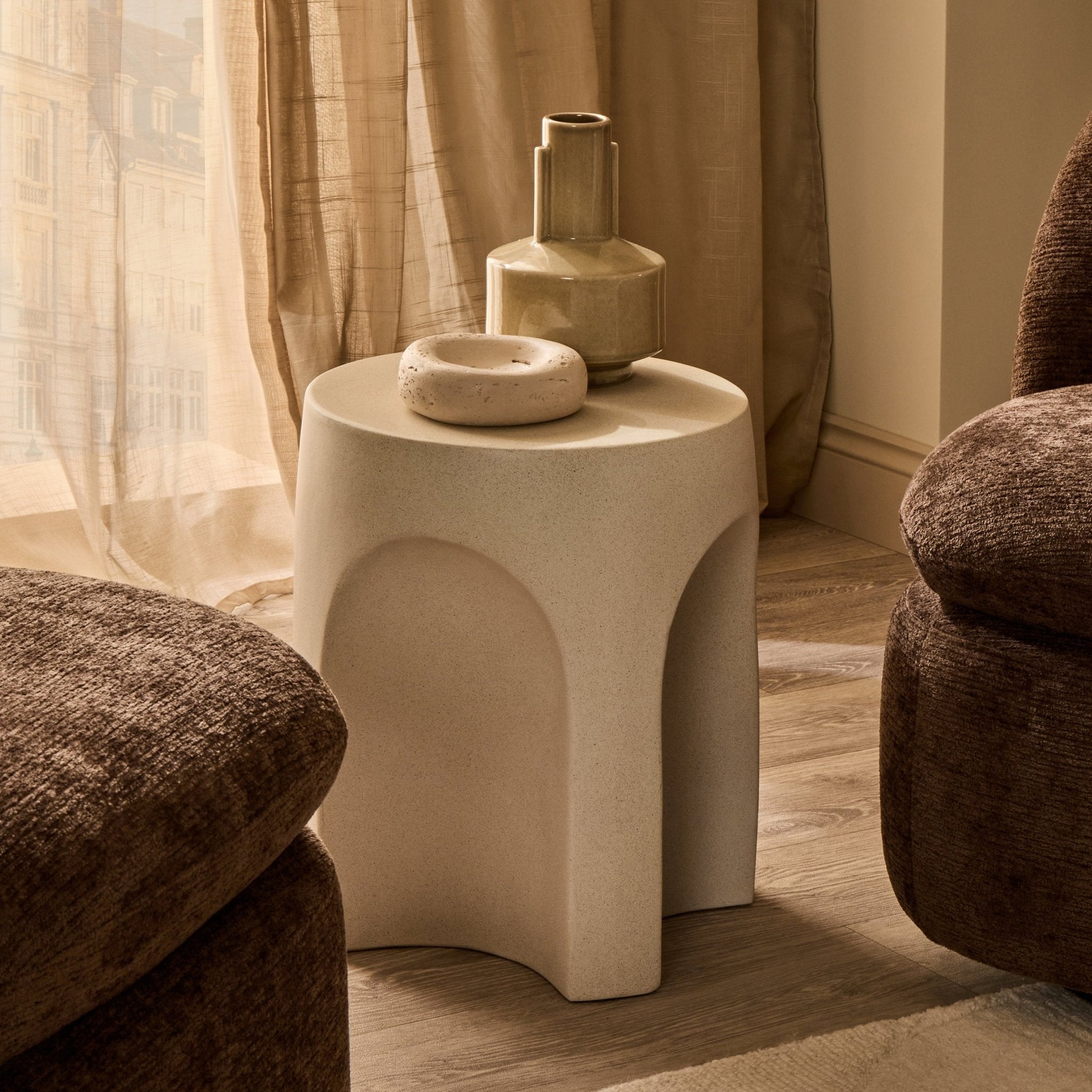 Dusklia - Haven Side Table - Stone Effect