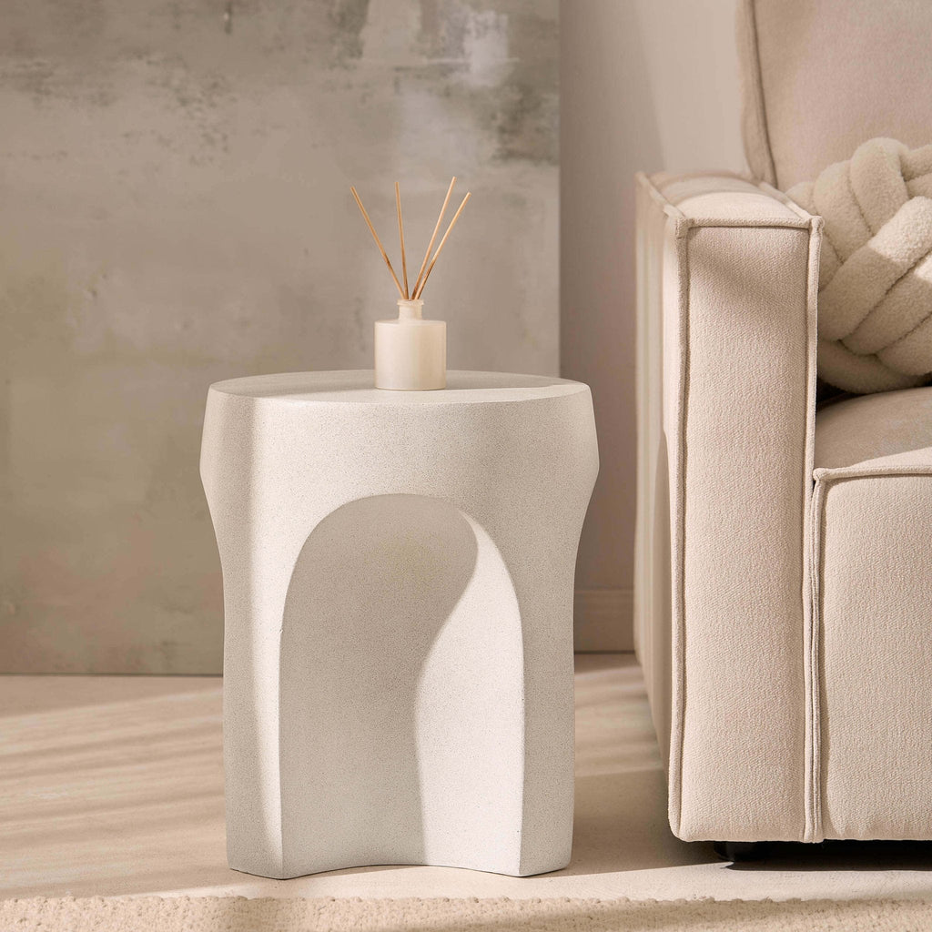 Dusklia - Haven Side Table - Stone Effect