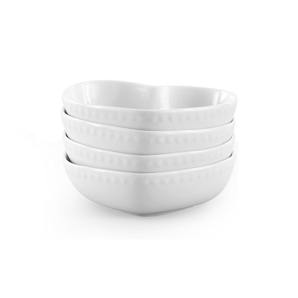 Dusklia - Heart Shaped Set of 4 Cereal Bowls - White