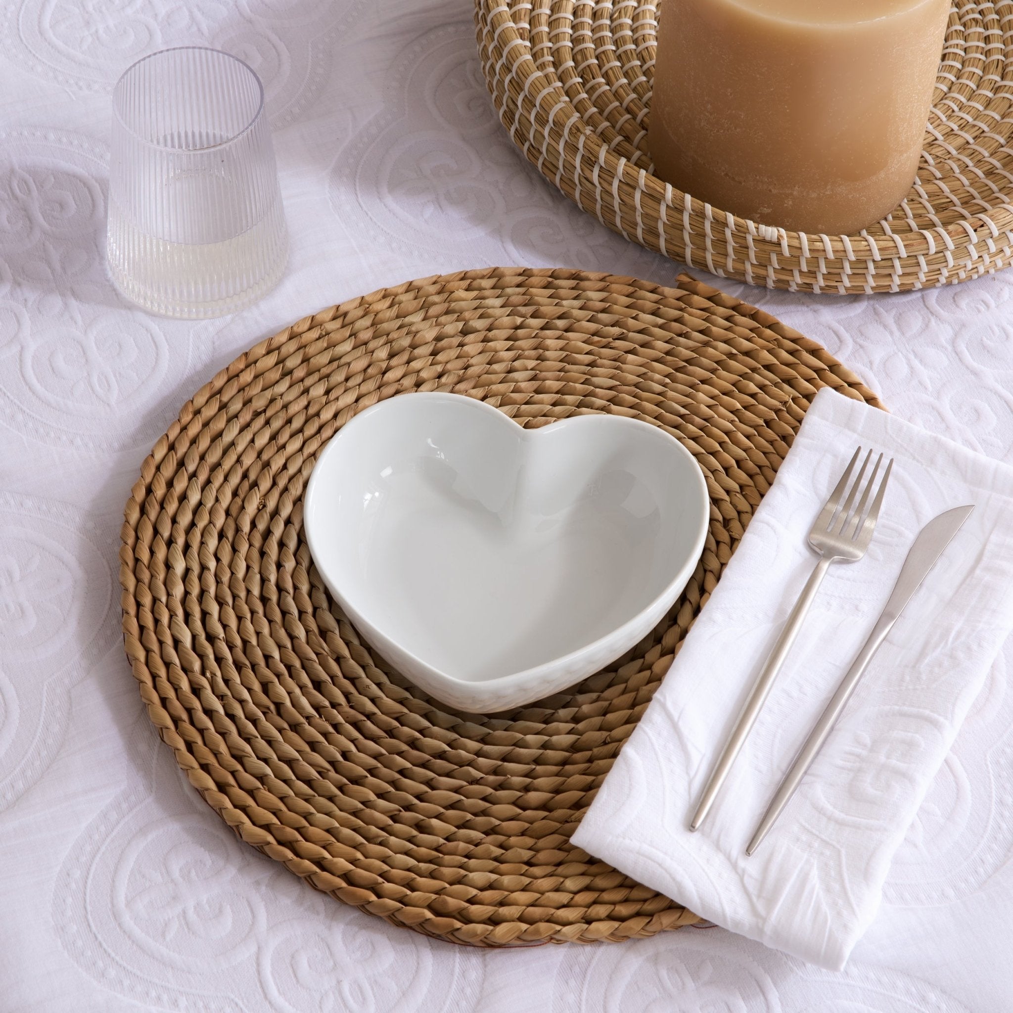 Dusklia - Heart Shaped Set of 4 Cereal Bowls - White