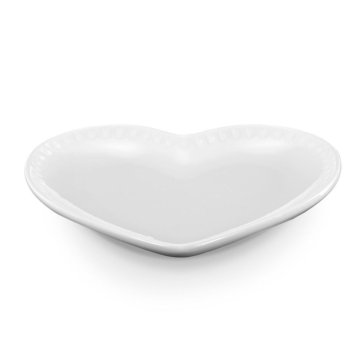 Dusklia - Heart Shaped Set of 4 Dinner Plates - White